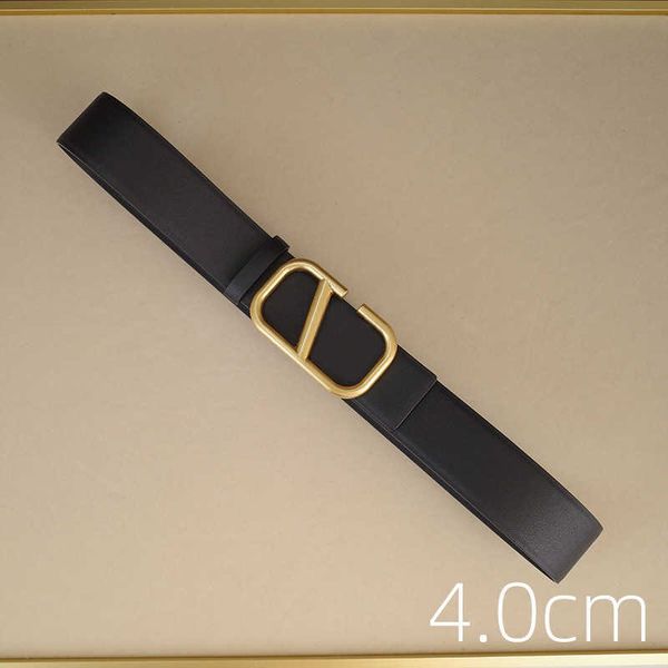

designer leather belt luxury women men casual smooth button business jeans formal waistband width 4.0cm size 90-115cm high-quality, Black;brown