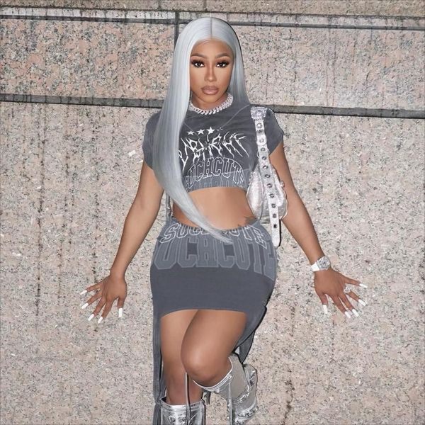 

two piece dress shorts summer outfits two piece skirt set women mini dress sets street style letter lacing up crop t-shirts suits 230720, White