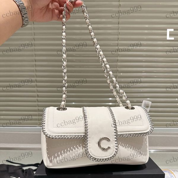 

designer women s shoulder bag exquisite chain woven tote matelasse chain crossbody bag silver hardware metal c buckle princess bags large ca