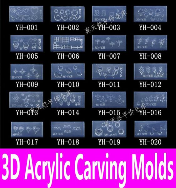 

whole1piece 3d acrylic nail carving mold nail art template in 139 designs pattern decoration diy silicon gel for stickers who4539342, White