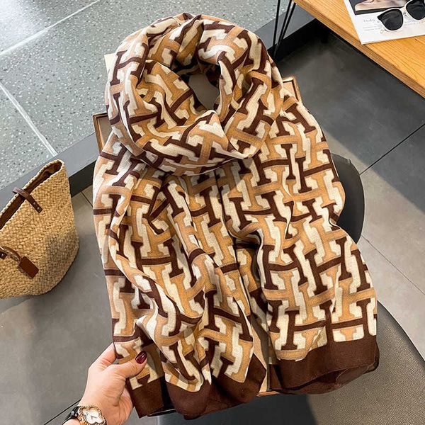 

designer h home winter scarves for sale korean letter colored cotton linen scarf women's fashion air conditioning shawl warm beach silk, Blue;gray