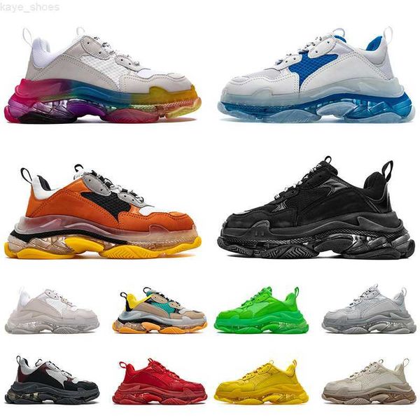 

2021 casual dad shoes paris 17fw vintage triple s sneakers men womens luxurys designers shoe fashion crystal bottoms outdoor sports clear so, Black