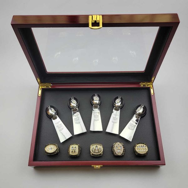 

5 super bowl trophy and 5 san francisco 49-person champion ring set, Silver