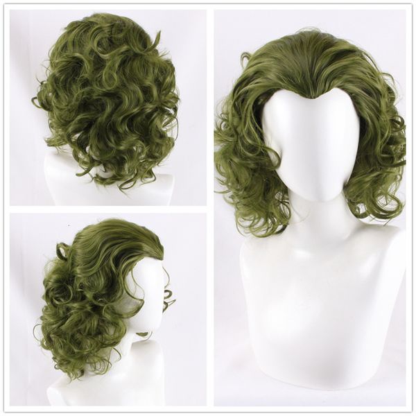 

synthetic wigs clown joker cosplay wig arthur fleck curly green hair horror scary prop 230720, Black