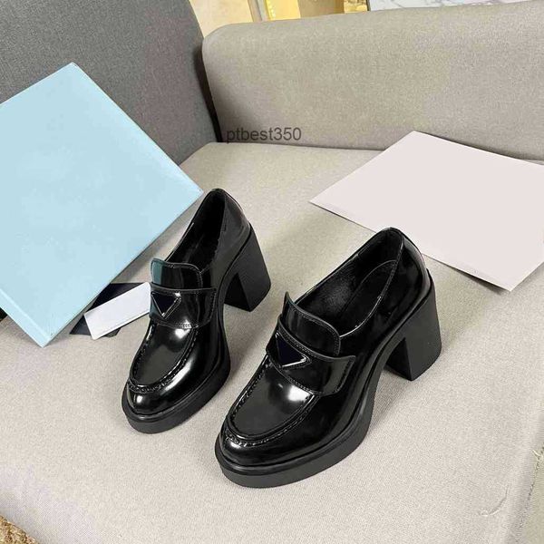

box pradly designer monolith shoes rubber platform casual shoe women sneakers high heel loafers with, Black
