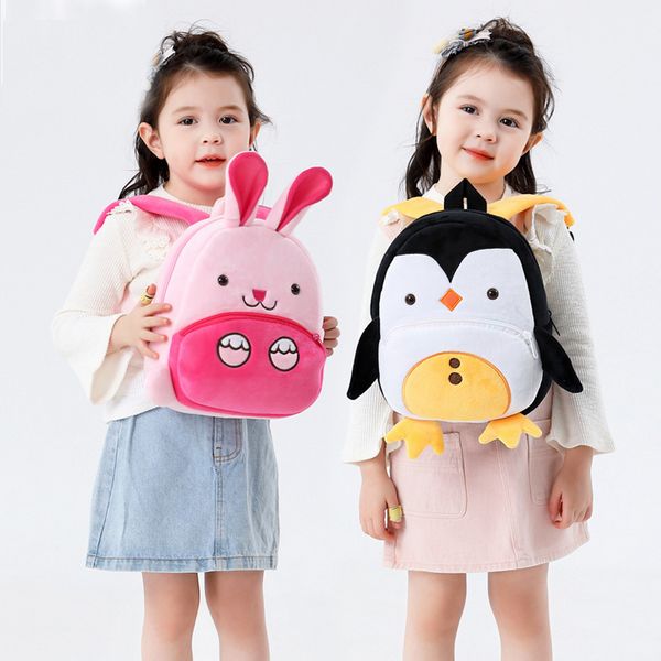 

cute animal dinosaur chicken rabbit elephant dog pig penuins baby cartoon stuffed backpacks for kids school bags 1-6years