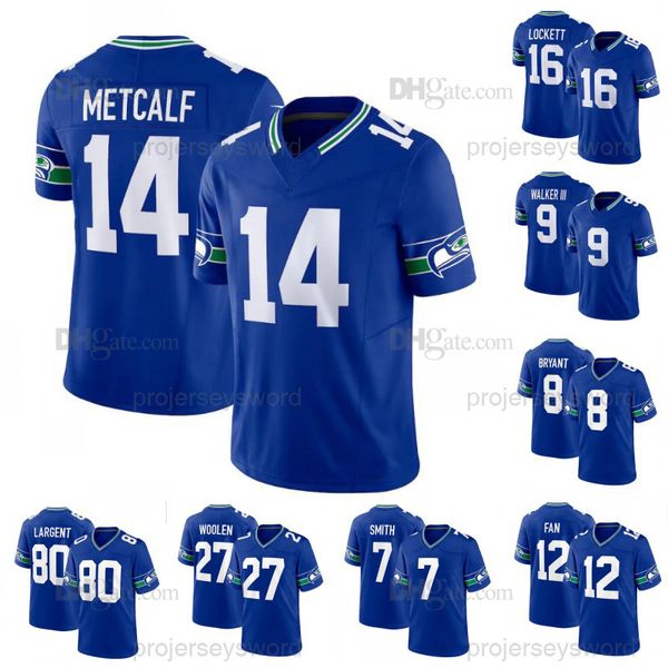 

seattle 2023 seahawks 14 dk metcalf royal classic jersey 16 tyler lockett 27 tariq woolen 80 steve largent 7 geno smith 9 kenneth walker iii, Black;red