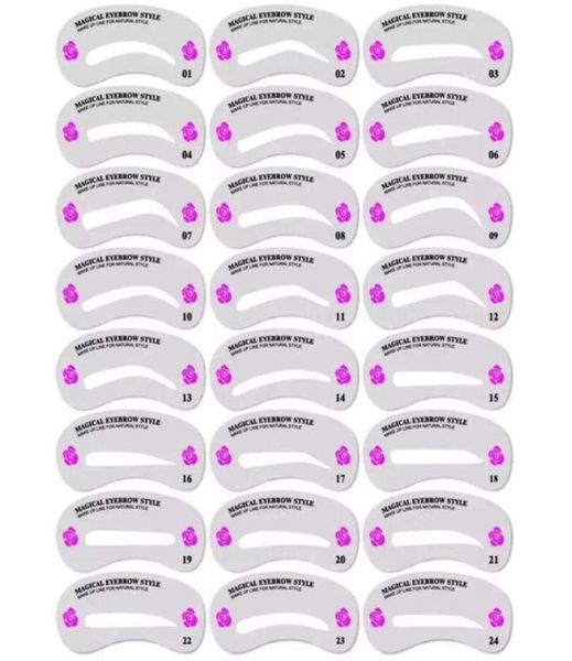 

24pcs 24 styles eyebrow shaping stencils grooming kit makeup shaper set template tool permanent makeup calipers tattoo schablone5388491