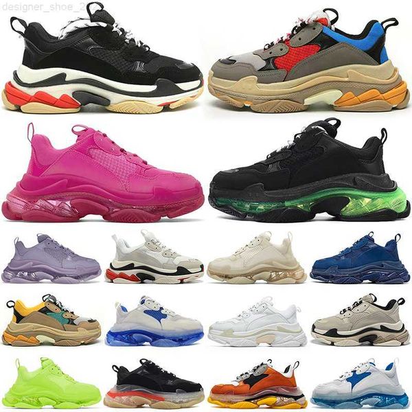 

triple s shoes designer sneakers casual men women platform clear sole black white grey red blue neon green beige pink mens womens trainers o