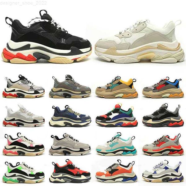 

men women designer shoes triple s fashion luxury platform sneakers black white red blue dark navy ivory mens trainer jogging walking