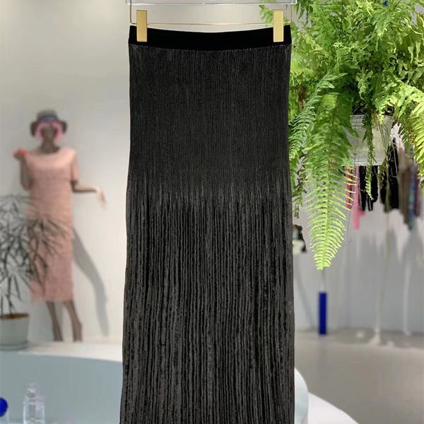 

2023 new dropping long dress to ankle half length dress casual high waist slim knee length women's dress summer, Black