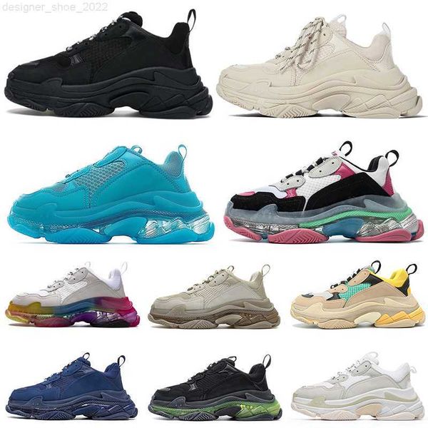 

2023 luxury designer women mens shoes casual triple s sneakers 17fw paris vintage crystal bottoms arctic punch pink black volt navy blue cle