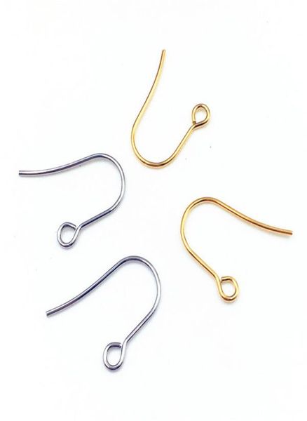 

100pcs whole stainless steel gold silver color earrings hooks findings fittings diy earrings base part jewelry making accessor8247626, White
