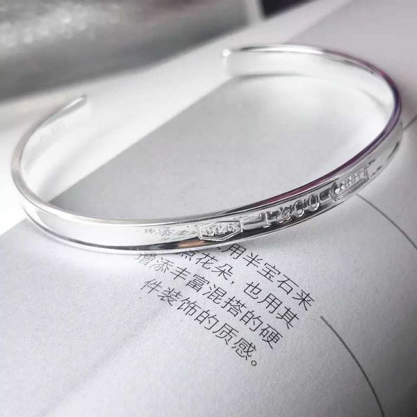 

tiffay classic 925 sterling silver 1837 bracelet women's fashion white paired narrow wide band opening gift, Black