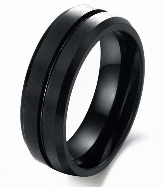 

8mm black tungsten ring men039s charm wedding band polished edge matte brushed finish center engagement statement jewelry9709591, Slivery;golden