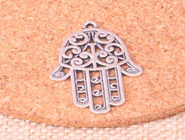 

34pcs charms hamsa palm hand protection 2435mm antique making pendant fitvintage tibetan silverdiy handmade jewelry8225207, Bronze;silver