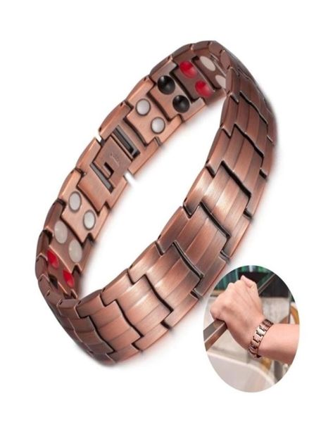 

pure copper energy bracelet men germanium therapeutic magnetic bracelet copper vintage chain link bracelets for men arthritis 22022235329, Golden;silver