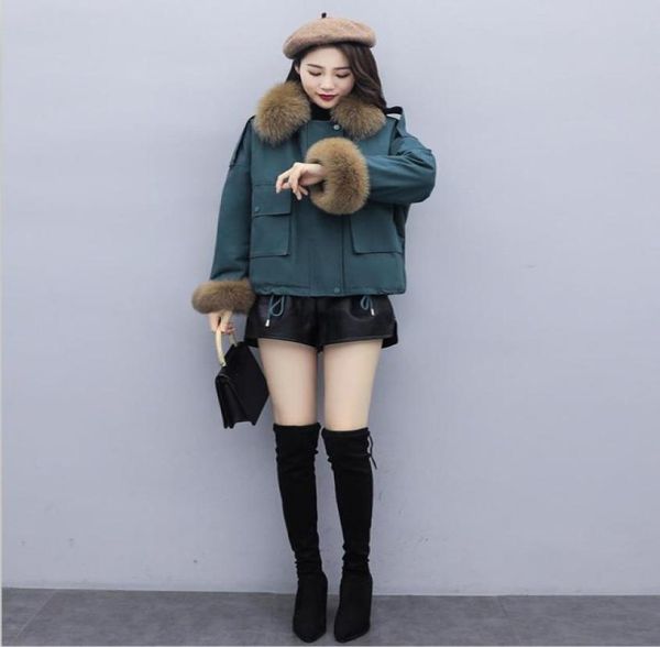 

women winter jacket ladies real raccoon fur collar duck down inside warm coat femme with all the tag new arrive4357619, Black