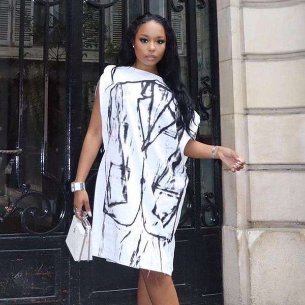 

womens summer casual print sleeveless loose nightclub short dress, Black;gray