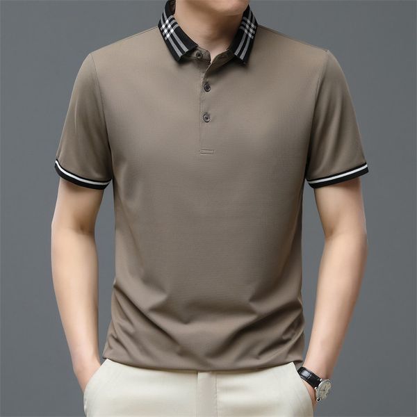 

men's polos browon arrival men polo shirt business casual fashion turn-down men polo solid short sleeve summer polo men clothing 230720, White;black