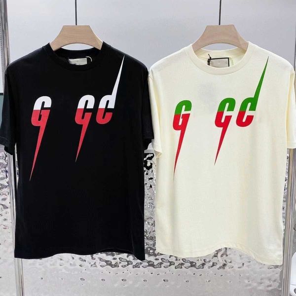 

designer t shirt gu quality mans cotton fashion lightning letter pattern 5 colors short sleeve design couple shirt designer tee womens wear, White;black