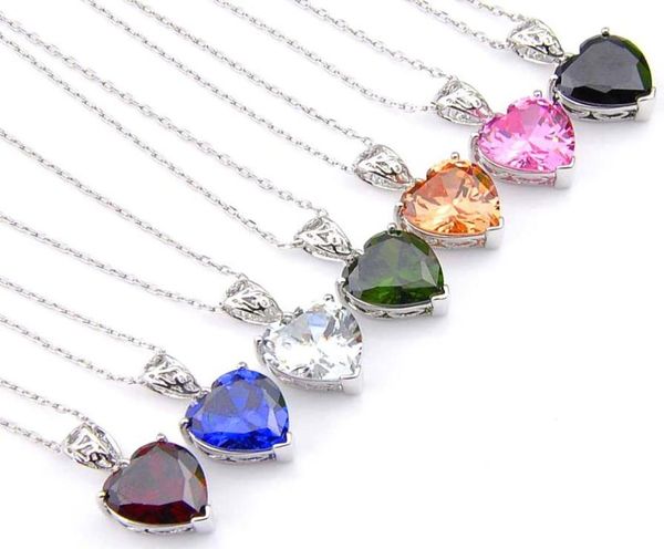 

colored pendant 925 sterling silver necklaces luckyshine heart for women cz zircon pendants wedding engagemets bride jewelry gift5517281