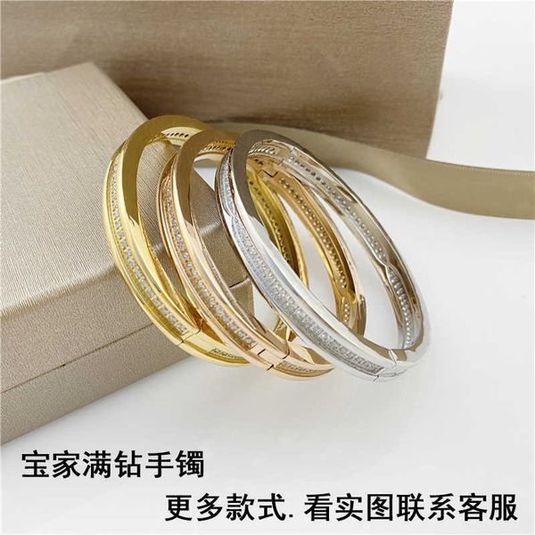 

baojia full diamond studded buckle fashion bracelet thickened plating, Golden;silver