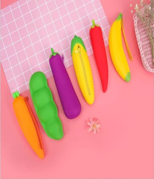 

22cm cute vegetables coin pen bag purse keychain children silicone toy pressure relief board controller toys creativity popp7485511, White