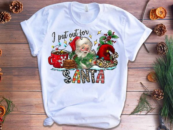 

merry drunk i_  christmas claus graphic print, White