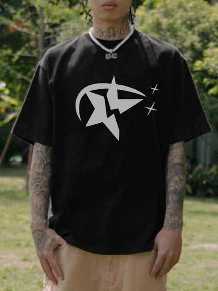 

men's fashion en star shoulder, White;black