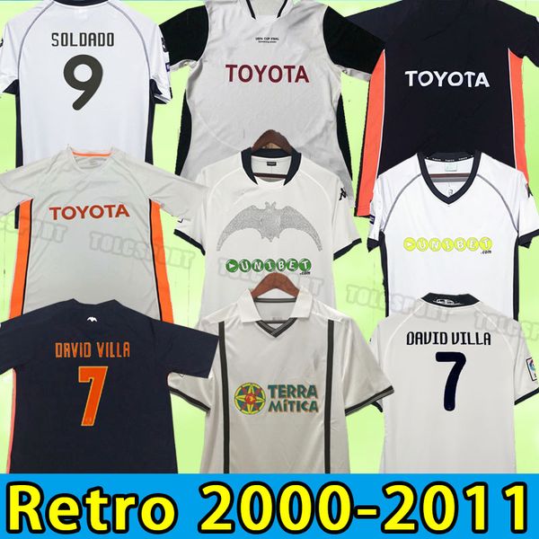 

2001 10 11 valencias soccer jerseys vicente mendieta mens retro 10 11 silva 06 07 edu home white away black retro football shirt short sleev, Black;yellow