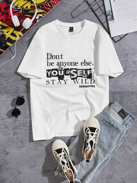 

men's fashion homme men slogan graphic, White;black
