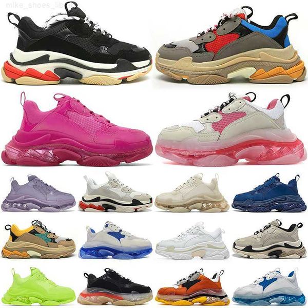 

triple s shoes designer sneakers casual men women platform clear sole black white grey red blue neon green beige pink mens womens trainers o