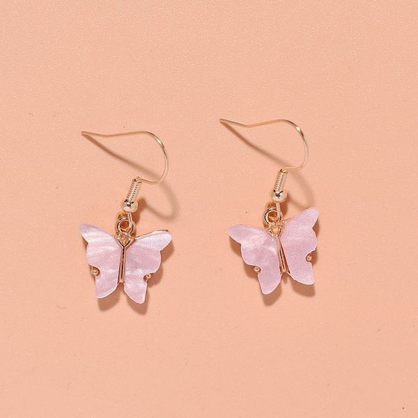 

new pink acrylic butterfly earrings small fresh acetic plate earrings, Silver