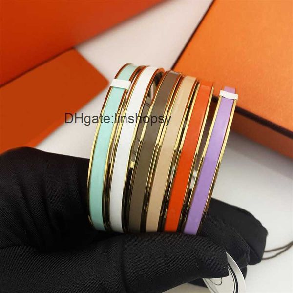 

classic h thin bracelet designer 18k gold bangle luxury brand enamel bracelet for men women birthday mother' day jewelry, Black
