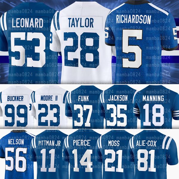 

indiana nights 5 anthony richardson football jerseys indianapoli quenton nelson colt jonathan taylor shaquille leonard michael pittman jr. a, Black;red