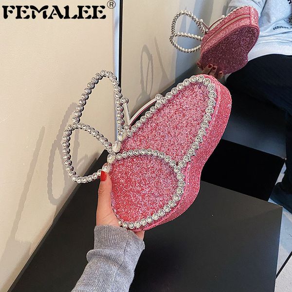 

evening bags butterfly sequined women hand luxury crystal bling party clutch fashion lady handbags brand glitter purses 230720