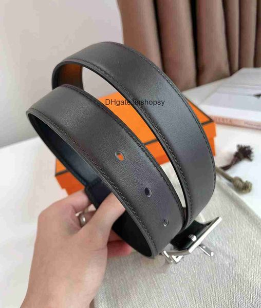

belt for woman designer classic casual fashion belts women's lychee pattern h belt buckle waistbands double-sided leather men's 2., Silver