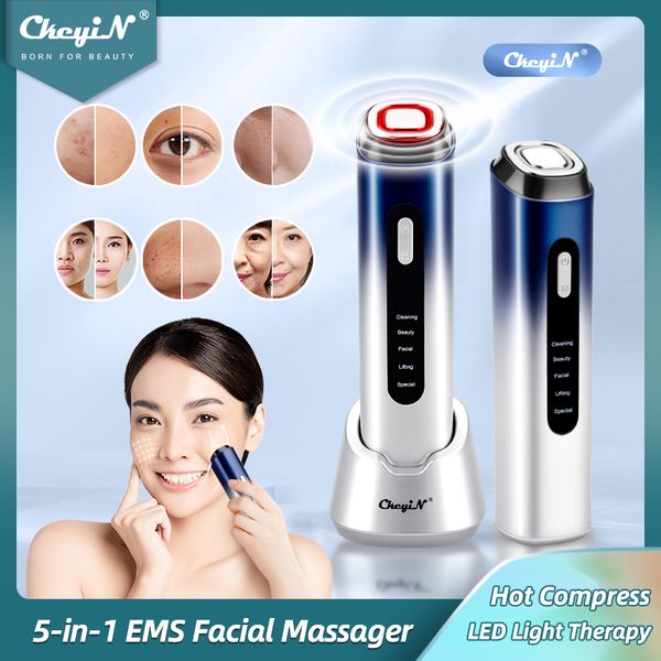 

face massager ckeyin multifunction care electric vibration ems lifting device led p on skin rejuvenation beauty tool 230720