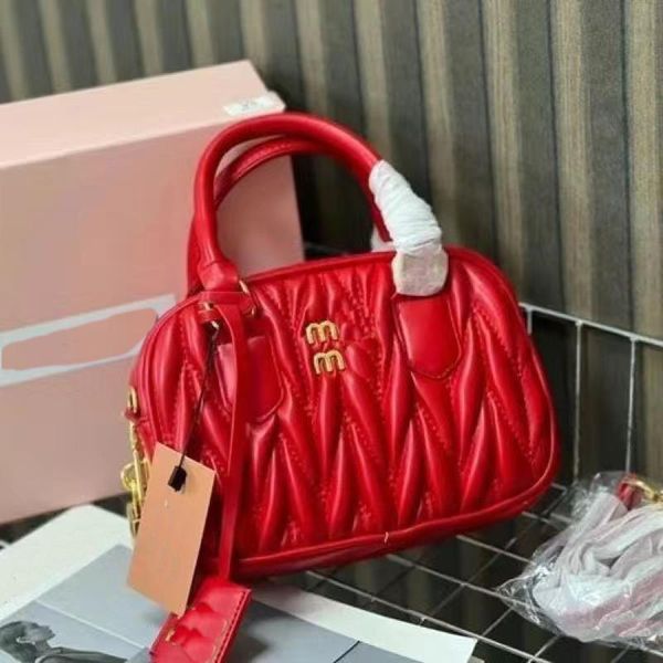 

handbag shoulder bag two miu single-sided real boston pillow bag soft shoulder bag foreign ruffled shoulder crossbody bag a3