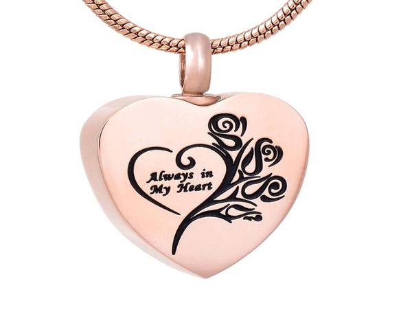 

ijd9122 stainless steel cremation always in my heart silver blackrose goldgold pendant memorial keepsake for ashes urn necklace1767128