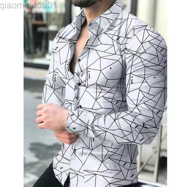 

men's casual shirts men shirt casual long sleeve slim clothing turn down collar fashion printed single-breasted business oversize shirt, White;black