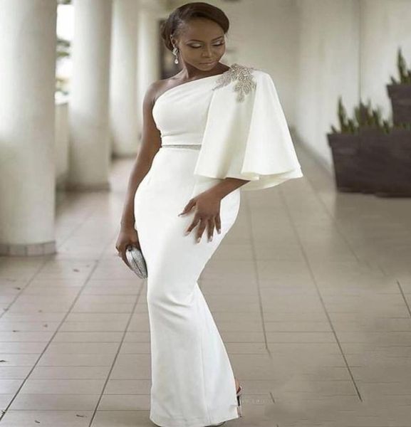 

modern white elegant one shoulder evening gowns satin mermaid prom dresses south african women formal party vestidos custom made h2304719, Black;red