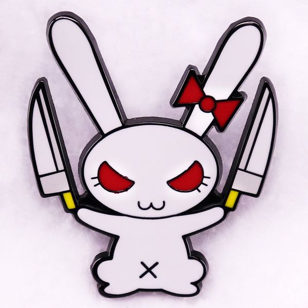 

rabbit brooch cute anime movies games hard enamel pins collect cartoon brooch backpack hat bag collar lapel badges, Blue