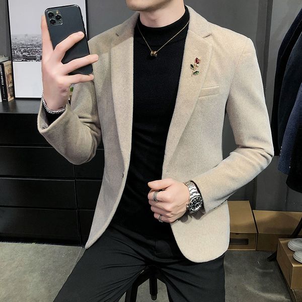 

men's suits blazers dyb zacq autumn style imitation mink fleece leisure short cloth small suit jacket slim fashion 3xl 230720, White;black