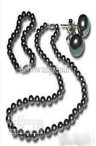 

black pearl silver bracelet earrings necklace set gift pearl jewelry sets5832719