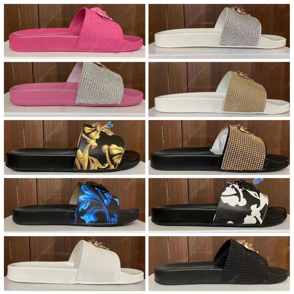 

designer mules woman outdoor shoes flat shoes mens slides summer couple beauty head fashion luxury slides anti slip white one word drag mens, Black