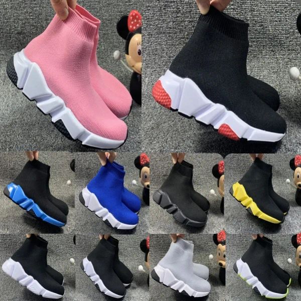 

2023 kids designer shoes toddlers speed triple-s sock sneakers paris girls boys socks casual boots children high black trainers kid boy girl