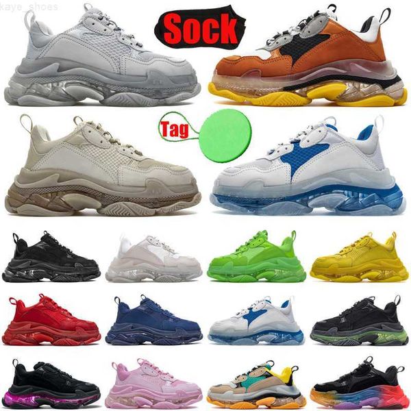 

designer shoes triple s clear sole for men women casual platform sneakers black white mens trainers shoe luxury plate-forme breathable