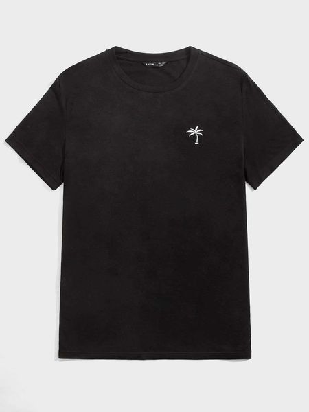 

men's fashion chillmode men embroidery coconut tree top, White;black